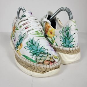Free People Jackson White Tropical Print Espadrille Sneakers Women’s Size 8 / 38
